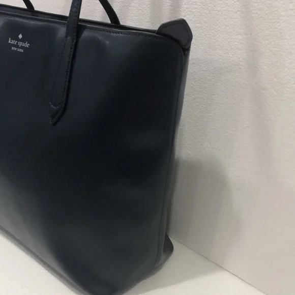 Kate Spade Navy Blue Leather Tote EUC - Picture 3 of 13